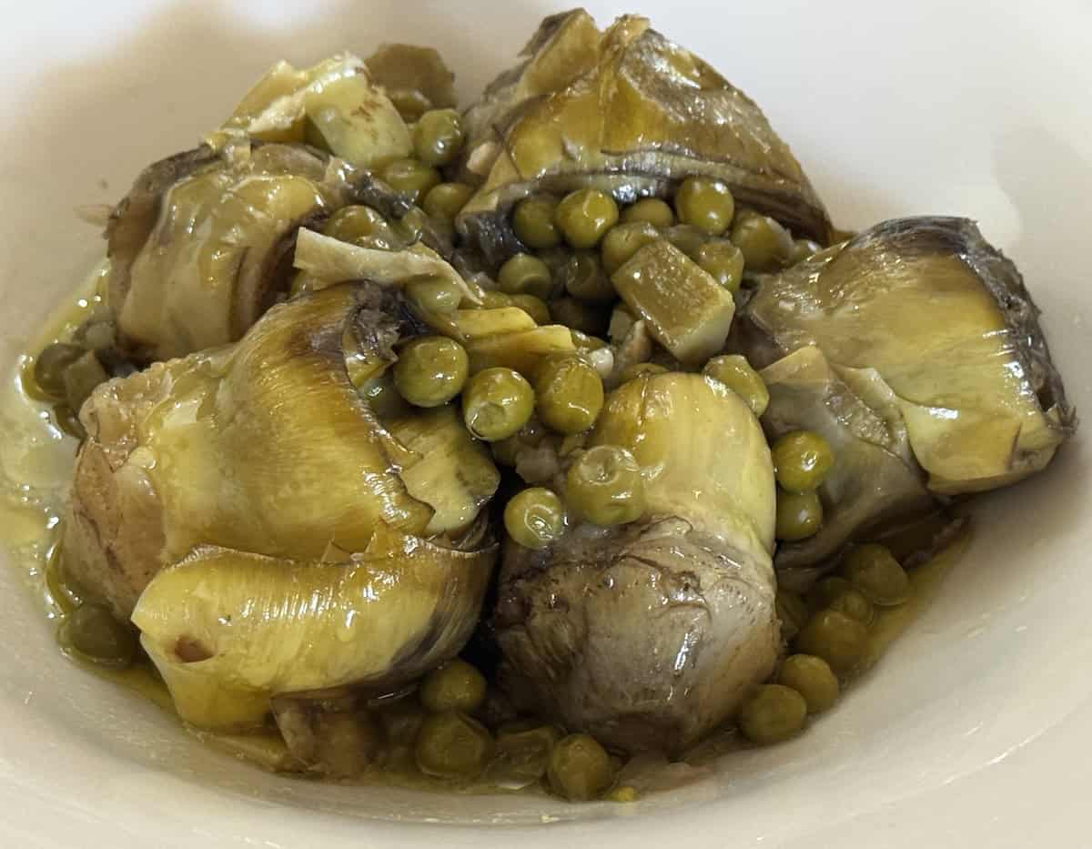 Artichokes with peas at Venta El Albero (credit: Jackie Sheckler Finch)