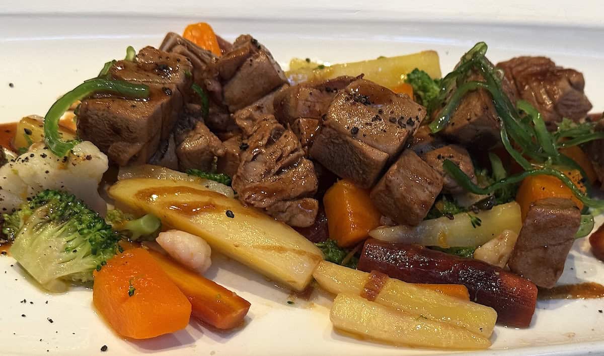 8. Grilled beef tenderloin with herbs, spiced butter and vegetables El Faro de El Puerto de Santa Maria (credit: Jackie Sheckler Finch)