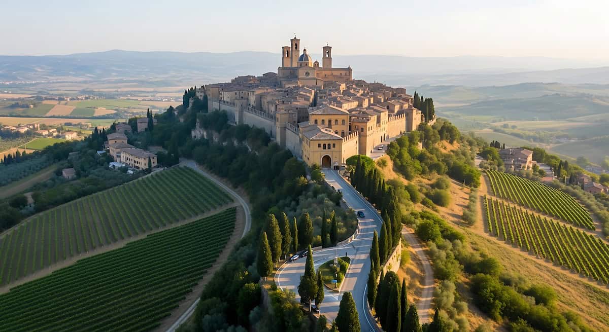 The medieval hilltop town of Montepulciano, Siena, Tuscany, Italy (credit: Adobe stock)