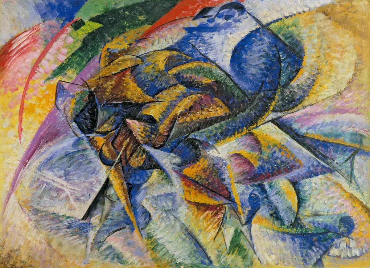 "Dynamism of a Cyclist" by Umberto Boccioni, 1913 (credit: public domain, Peggy Guggenheim Collection)