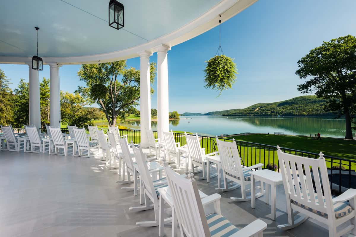 Veranda facing the lake (credit The Otesaga Resort Hotel)