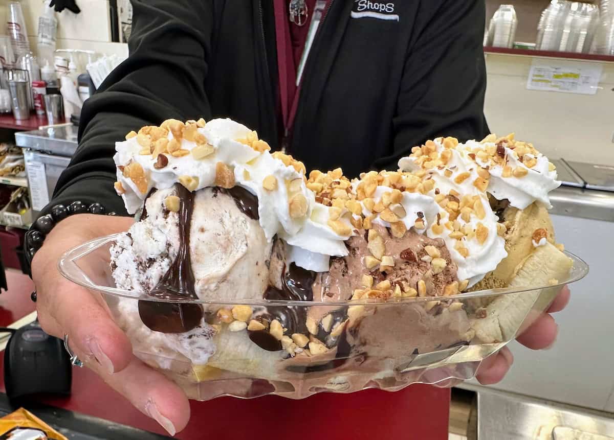A banana split at Stewart's in Cooperstown (credit: Jerome Levine)