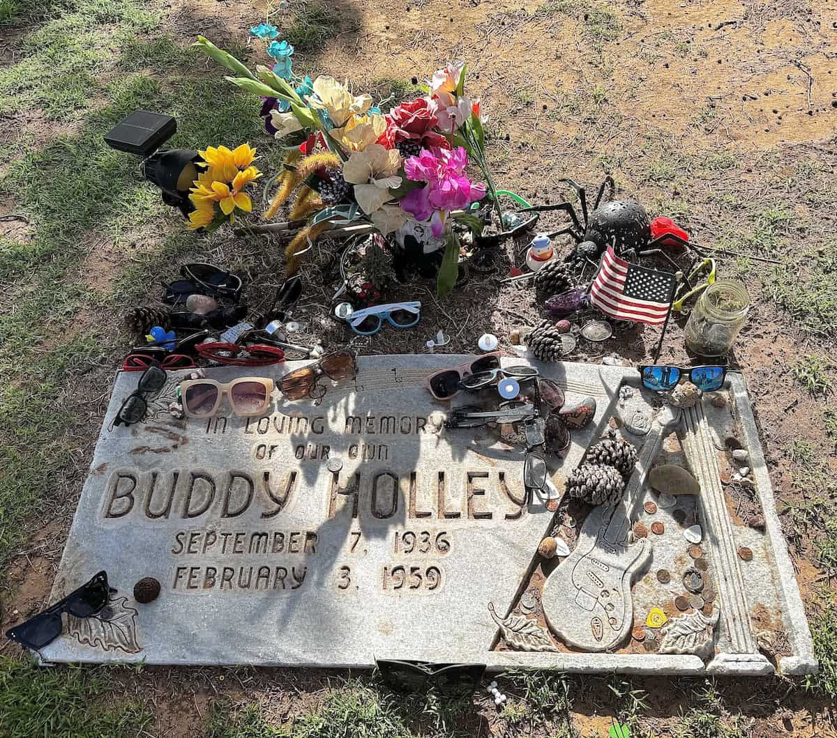 Buddy Holly’s grave stone in Lubbock has the correct spelling of his last name (credit: Jackie Sheckler Finch)