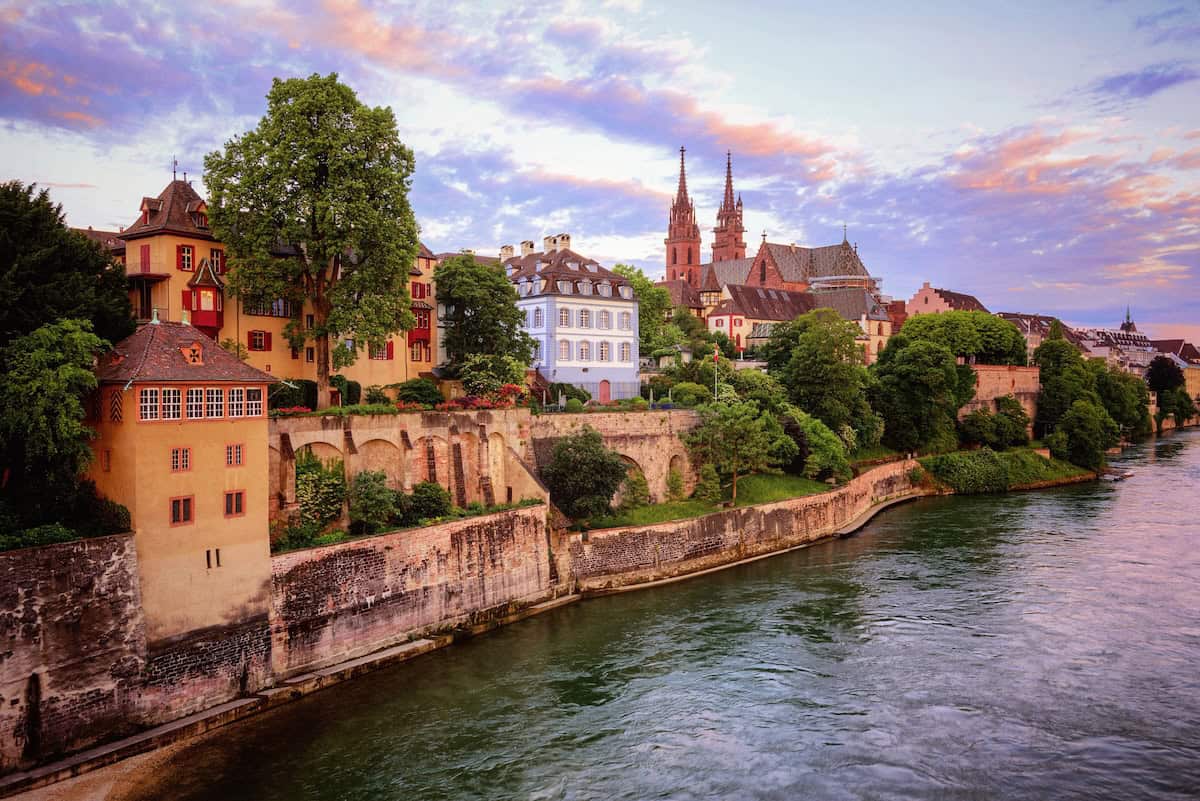 Cycling through Old Town Basel on a 22-kilometer rid through Switzerland, France and Germany (credit: AmaWaterways).